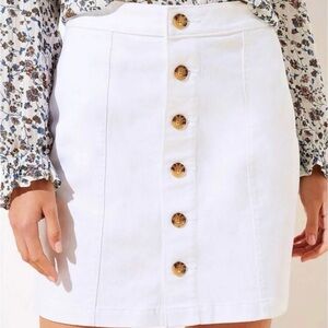 Loft White Button Skirt